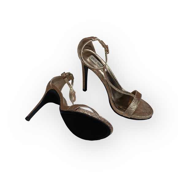 Steve Madden  Red Carpet Glittery Ankle Strap Stiletto Heel Sandals  Rose Gold - Picture 14 of 16